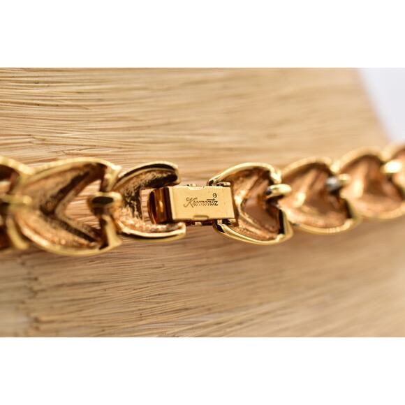 Krementz Vintage Choker Chain Necklace Linked Gold Tone Chunky Signed 60s BinBQ - Picture 11 of 12